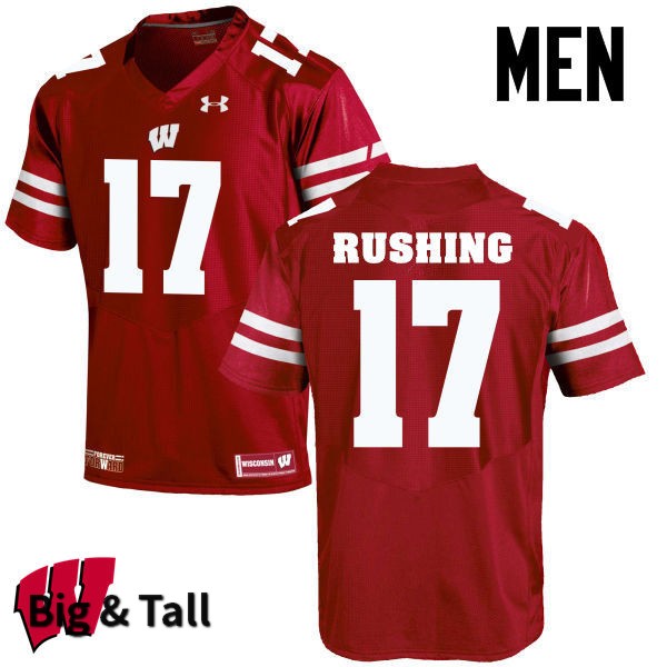 Wisconsin Badgers Men's #17 George Rushing NCAA Under Armour Authentic Red Big & Tall College Stitched Football Jersey JY40K05LN